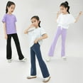 thumbnail image 4 of 1/2 Pack Girls Athletic Yoga Pants Flare Leggings with Pocket, Kids High Waisted Bell Bottoms Skinny Pants Activewear 4-12 Years, 4 of 7