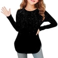 thumbnail image 2 of Hxshgdsn Girls Strip T Shirt Long Sleeve Crew Neck Pullover With Side Slit Hem Trendy Soft Comfy Tops Black 1 11 Years, 2 of 7