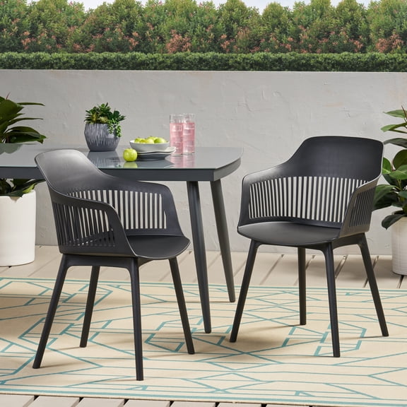 Durable Outdoor Dining Chairs Set of 4 Weather Resistant Plastic Patio Seating with Modern Minimalist Design for Backyard Garden Poolside