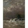 thumbnail image 2 of Hendrik Willem Mesdag 20x24 Black Ornate Framed Double Matted Museum Art Print Titled: Lighthouse in Breaking Waves (C. 1900 - C. 1907), 2 of 5