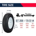 thumbnail image 3 of COZONY 2 Pack Trailer Tire, Premium ST205/75D14 6PR Trailer Tires with 14" Rim, Load Range C, Rubber, 3 of 7