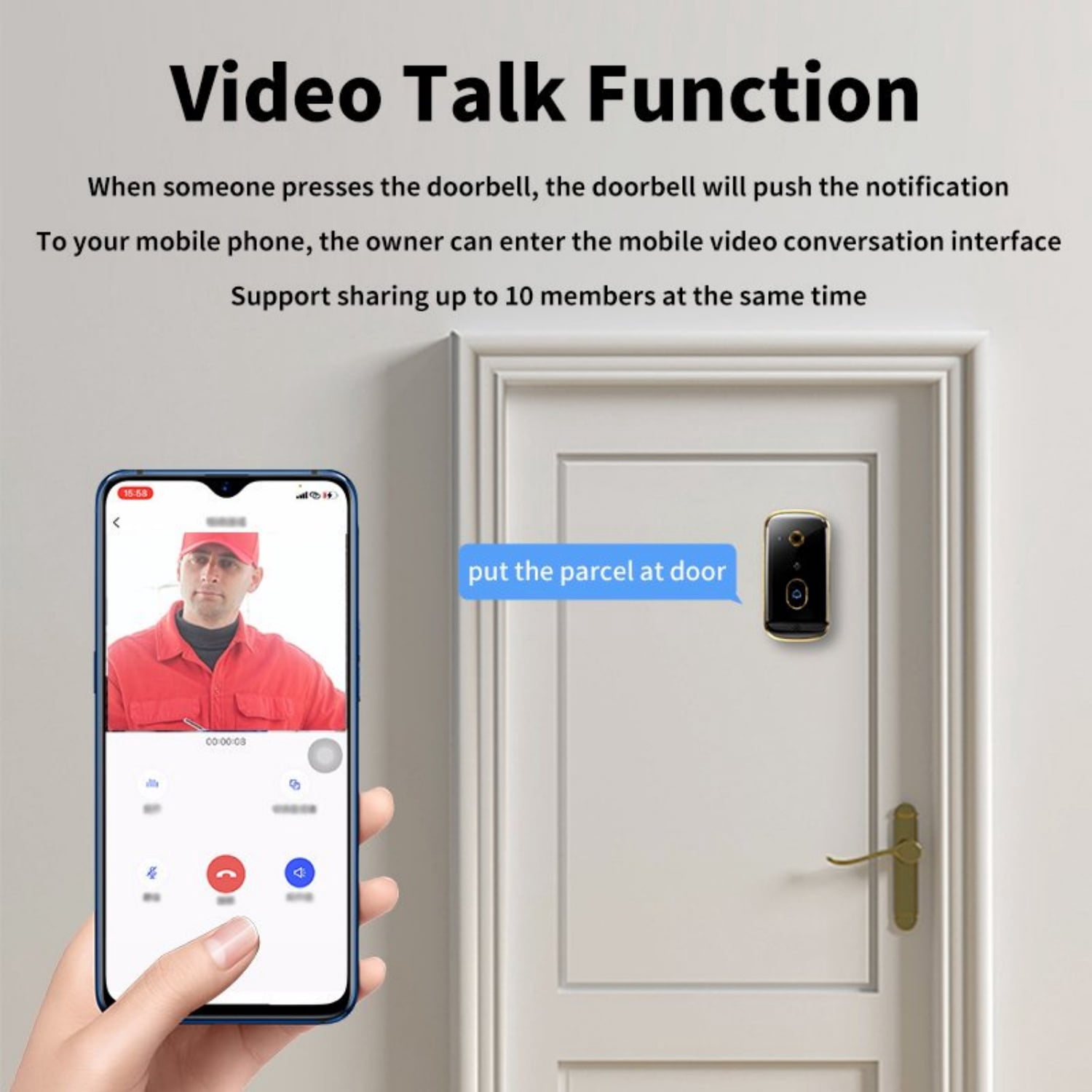 Visible Smart Doorbell 300K Camera, Color Video Intercom，cell phone remote real-time monitoringfor Home Security