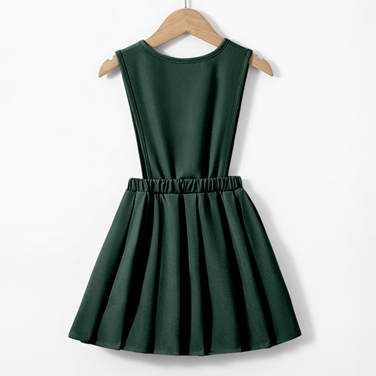 dark green jumper dress CAICJ98 Girls Uniform Pull-on Scooter Skirt Stretchy Overall School Uniform for Girls Dresses (5-6 Years,Dark Green) Fall & Winter