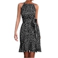 thumbnail image 2 of HKEJIAOI Robes de Sortie pour Femmes Cadeau d'Anniversaire Mode Robe d'Été Décontractée Col Rond Sans Manches Vacances Plage Bandage Robe Noire Réduction Liquidation, 2 of 6
