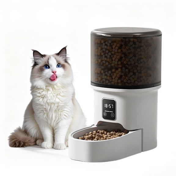Programmable 4L Automatic Dog Feeder – Up to 6 Timed Meals Daily, Dual Power Supply, Freshness Lock,Dampness-Proof, Smart Food Dispenser for Cats & Small Dogs – Transparent Black, 7×12×11"