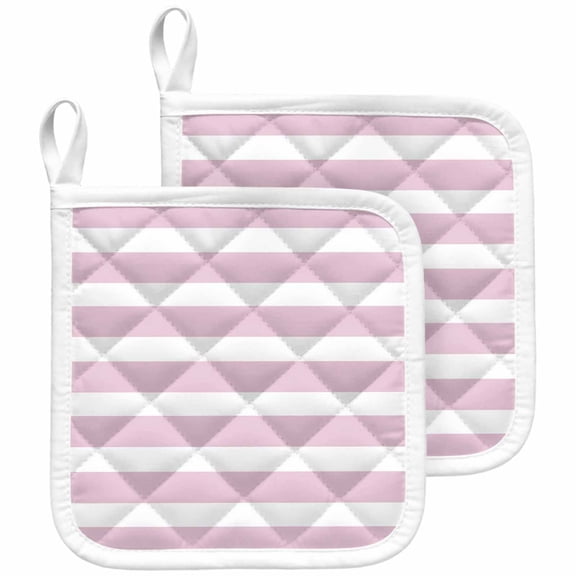 Pink Stripe Pot Holders for Kitchen Heatproof Potholder, 2 Pack Modern Simple Geometric White Striped Hot Pads Multipurpose Oven Pads Cloth Potholders Trivet for Cooking and Baking