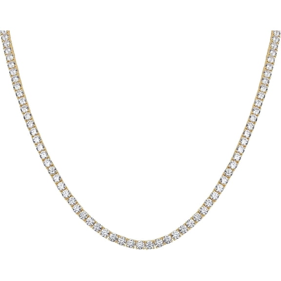 Tilga 14K Gold Plated Tennis Necklace for Women | 3mm Cubic Zirconia Dainty Gold Tennis Necklaces | Simulated Diamond Tennis Chain in 15" or 18" Length | Trendy Fashion Jewelry