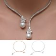 thumbnail image 2 of Visland Collier Rétro Ouvert pour Femmes avec Strass Incrustés de Zircon Cubique Forme de Fleur Faux Perles Collier à Ouverture Fine, 2 of 8