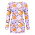 thumbnail image 4 of Women Halloween Tunic Shirt Pumpkin Graphic Printed Long Sleeve Pullover Tops Alsol Lamesa, 4 of 4