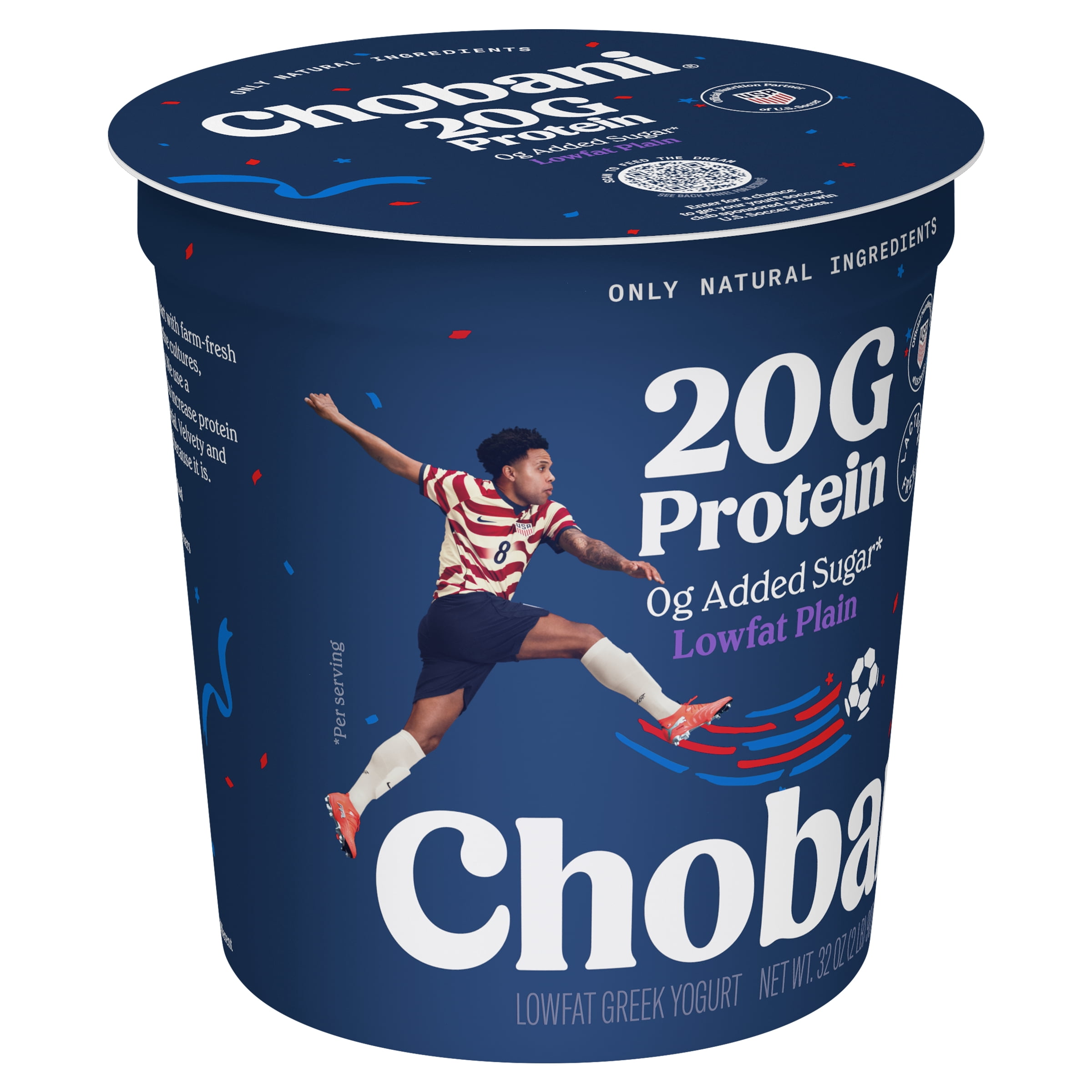 Chobani 20G Protein Low-Fat Greek Yogurt Plain 32 oz Tub