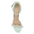 thumbnail image 2 of FSJ Women Bridal Round Open Toe Sandals Pearl Wedding Wedges Heel Buckle Ankle Strap Comfortable Evening Pump Shoes Size 7 Green, 2 of 4