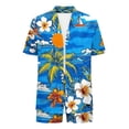 thumbnail image 7 of Feancey Beach Shorts Set for Women Breathable Lightweight Vacation Outfits Summer Tropical Floral Shirt and Shorts 2 Piece Lounge Sets with Pockets Blue S, 7 of 7