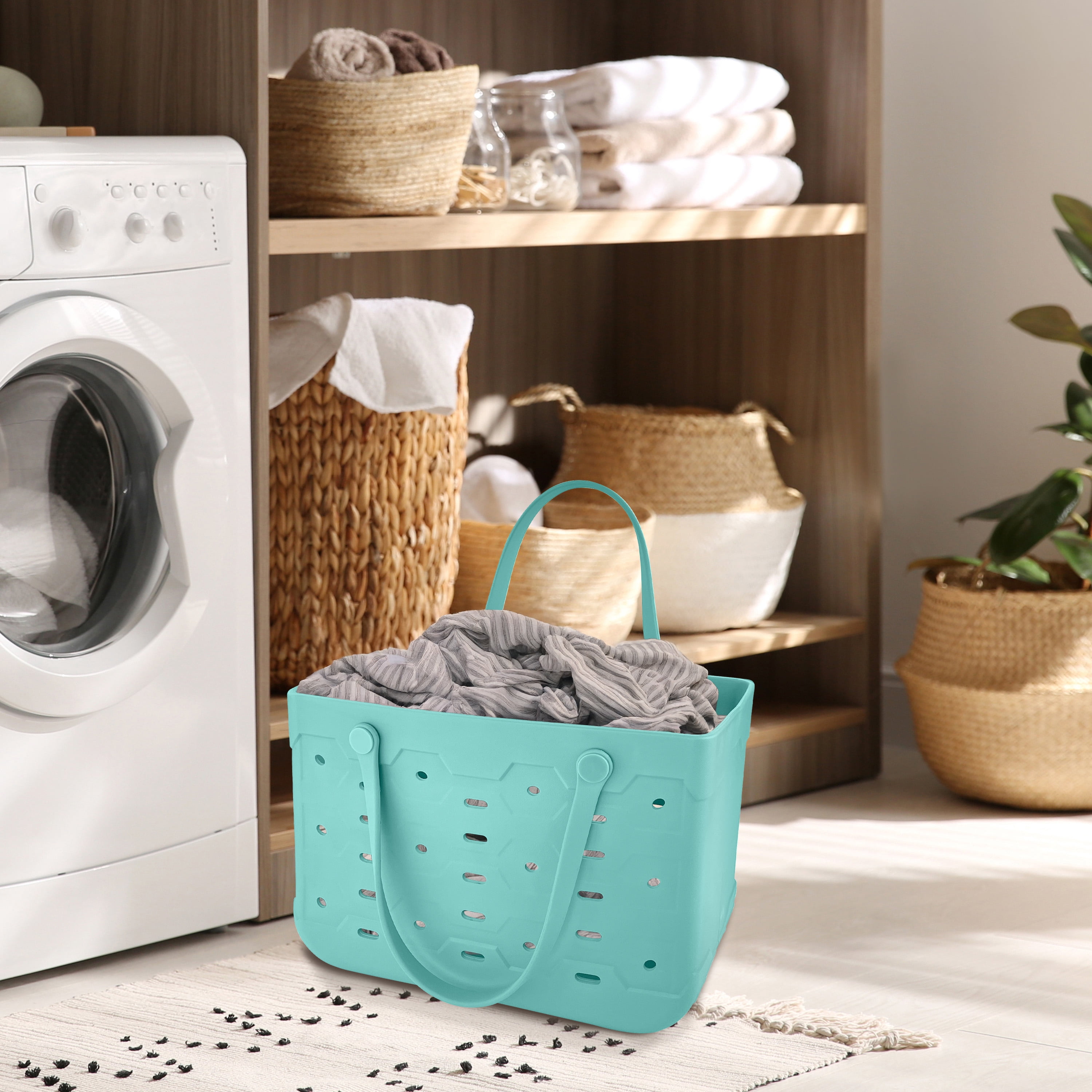 Mainstays Large Flexible Green Tote – Versatile Everyday Storage