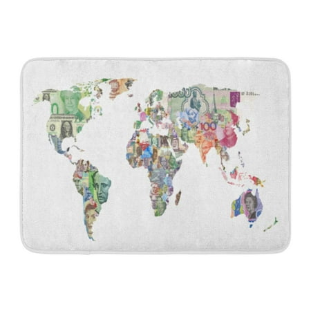 KDAGR Global World Countries Currency Map Finance Money Bank Note Exchange Capital Doormat Floor Rug Bath Mat 23.6x15.7 (Best Currency Note In The World By Unesco)