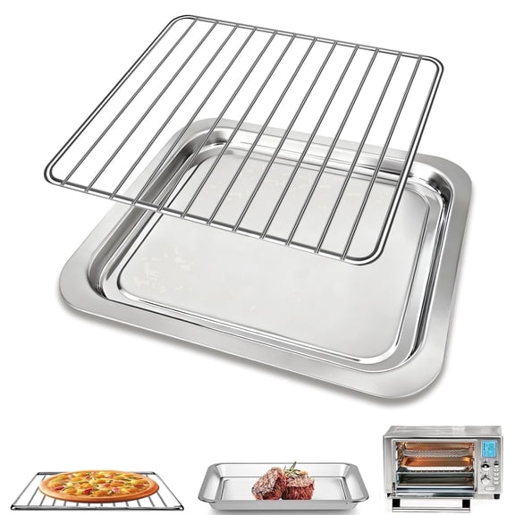 GCQ Air Fryer Pan Rack Set for EmerilLagasse Everyday 360 Air Fryer, 2 Piece 12 x 10'' Grill Pan Replacement Wire Rack Air Fryer Oven Accessories