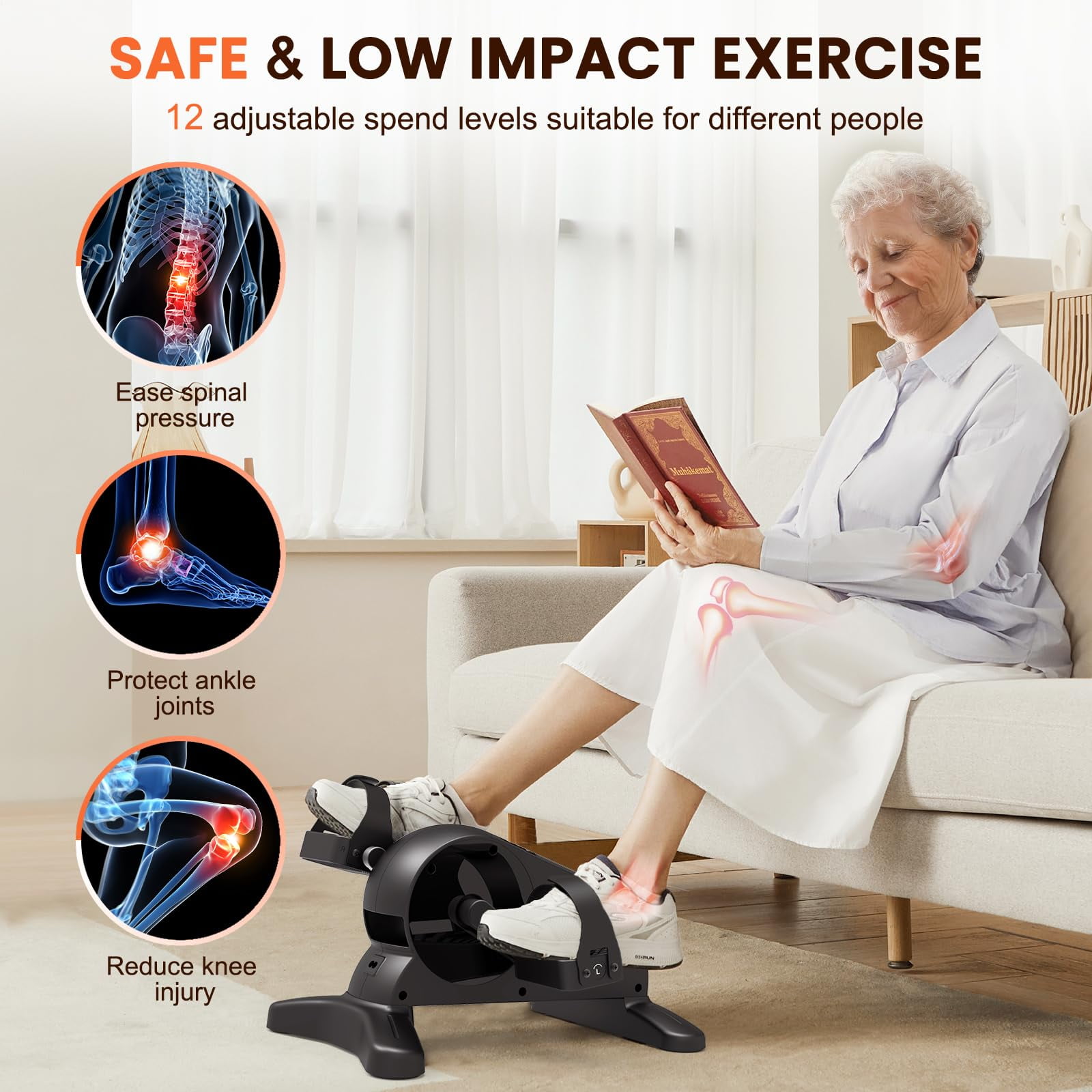 UPGO Mini Under Desk Bike ,Electric Pedal Exerciser Leg/Arm Cycle for Senior, Physical Therapy, with Remote Control