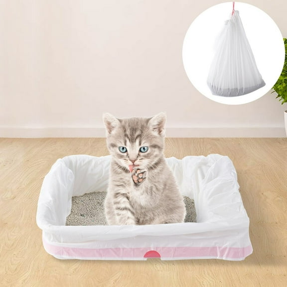 30pcs Cat litter Box Liners 45'' x 18'', Extra Large Heavy Duty Litter Pan Liner Bags with Drawstring, Rubbish Bag for Pet Cat Litter Box Cat Supplies