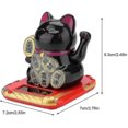 thumbnail image 2 of Gato de la suerte solar con brazo que se mueve Maneki Neko Gato de la fortuna que da la bienvenida Decoración para el hogar Regalos para el coche Amigos (negro), 2 of 5