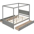 thumbnail image 3 of Wood Canopy Bed with Four Drawers,Full Size Canopy Platform Bed with Support Slats .No Box Spring Needed, Brushed, 3 of 9