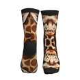 thumbnail image 2 of Women's Men's Dark Giraffe Print Colorful Novelty Pattern Crew Athletic Socks, 2 of 7