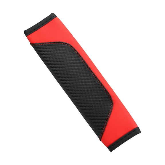 Unique Bargains Black Red Car Seat Belt Cover Universal Carbon Fiber Leather Auto Seat Belt Covers
