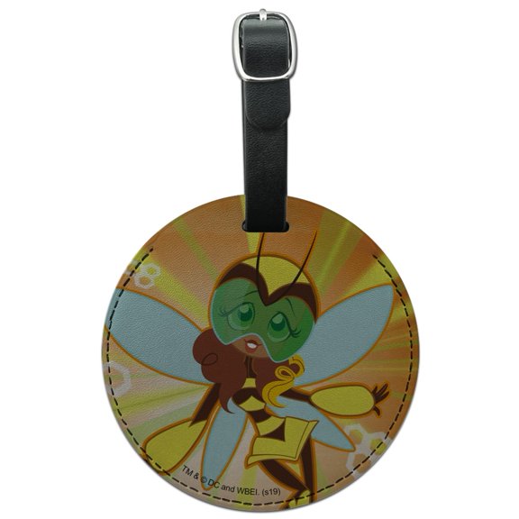 DC Super Hero Girls Bumblebee Round Leather Luggage Card Suitcase Carry-On ID Tag