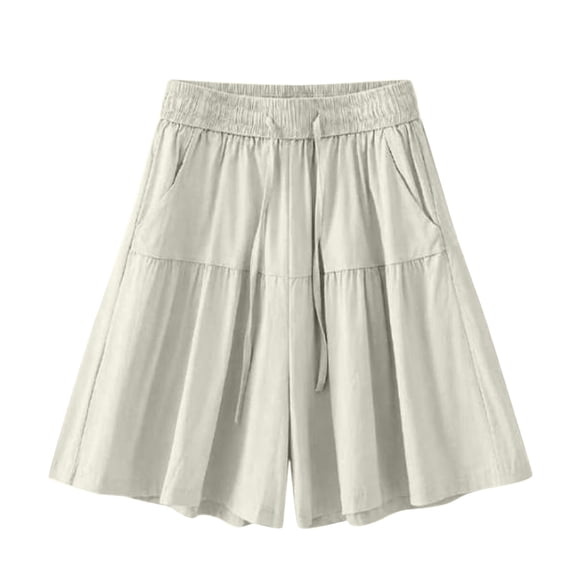 longantii Flowy Shorts, Women's Lightweight Stretch Comfy Flowy Shorts Beige 2XL