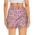 thumbnail image 4 of Running Shorts for Women, pink berry blossom flowers Floral Workout Athletic Shorts with Pockets, Lounge Yoga Shorts Women, 4 of 7