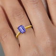 thumbnail image 4 of Gem Stone King 10K Yellow Gold Blue Tanzanite and White Diamond Engagement Ring for Women (2.03 Cttw, Emerald Cut 8X6MM, Gemstone December Birthstone, Available in Size 5, 6, 7, 8, 9), 4 of 5
