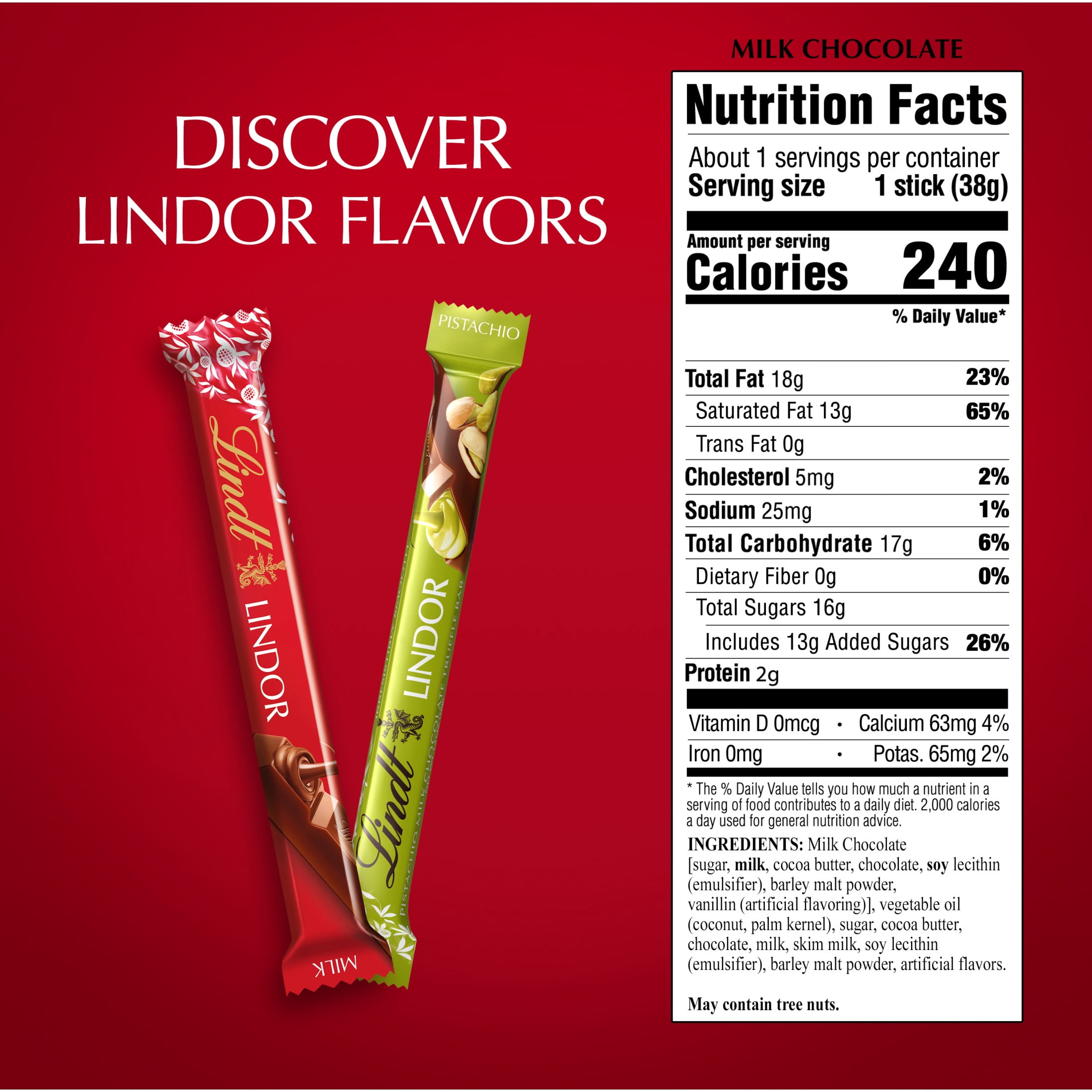 6 pack) Lindt Lindor Milk Chocolate Truffle Candy Bar, 1.3 oz
