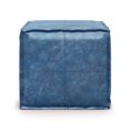 thumbnail image 4 of Brody Boho Square Pouf in Distressed Blue Faux Leather, 4 of 7