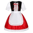 thumbnail image 6 of FYDUU Women Little Red Riding Hood 5Pcs Short Sleeve Christmas Halloween Party Dress with Cape, Apron,Headband, Pumpkin Bag, 6 of 7