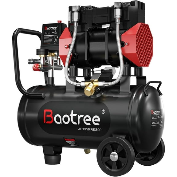 8Gal Portable Ultra Quiet Air Compressor, Max 115PSI 1.5HP 4.52CFM 70dB Low Noise Oil-Free Air Compressor for Auto Repair, Bike Tires, Garage Spray Painting 110V/60Hz