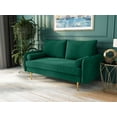 thumbnail image 2 of Koby Home's Collection Aspen Transitional Loveseat, Upholstered in Performance Velvet with Round Arms, Cushion Back, and Metal Legs, 2-Seater for Small Space, Emerald Green Color, 2 of 4