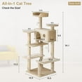 thumbnail image 7 of 54in Cat Tree with Cat Scratching Post, Cat Tower Multi-Level Cat Condo  for Indoor Cats Stand House Furniture Kittens Activity Tower with Funny Toys for Kitty Pet Play House,Beige, 7 of 7