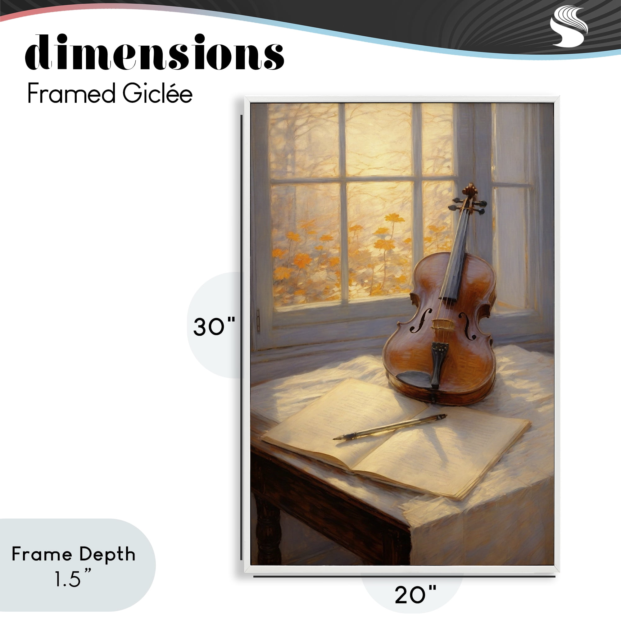 Stupell Industries Autumn Sunlit Violin White Framed Giclee Art, design by Angie Hawke