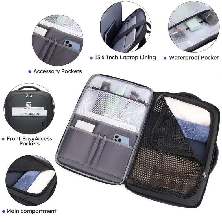 UKEIN 36L Expandable Travel Backpack, Black photo 4