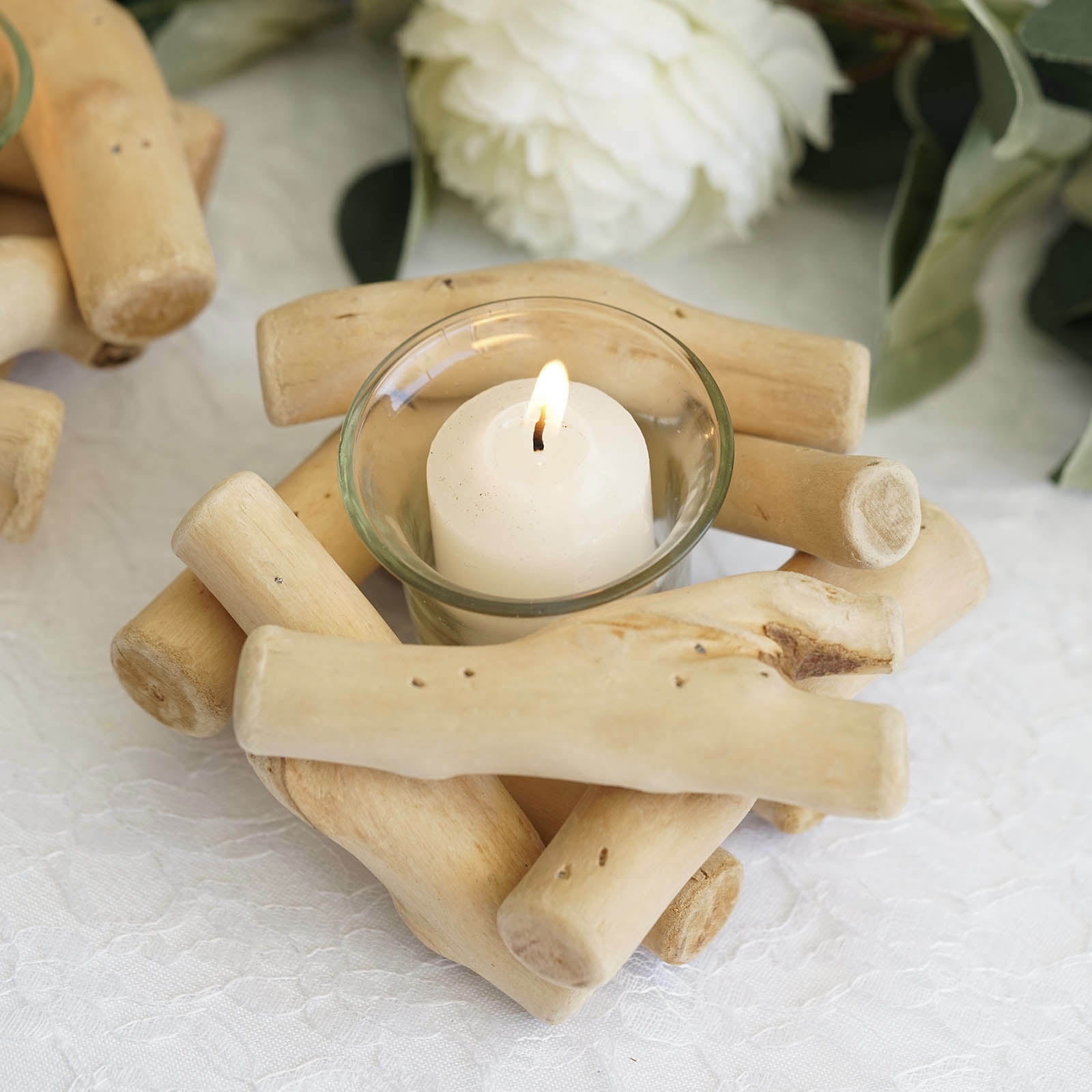 Efavormart 2 5 Tall Driftwood Candle Holder Natural Wooden Stand With Glass Tea Light Com Tall Driftwood Candle Holder Natural, Tall Glass Tea Light Candle Holders