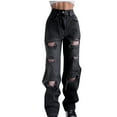 thumbnail image 2 of FITORON Womens Straight Leg Jeans- Ripped High Waist Loose Fashion Jeans Baggy Wide-Leg Solid Baggy Relaxed Fit Pants Black, 2 of 9