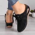 thumbnail image 4 of DeHolifer Summer Sandals for Women,Closed Toe Cutout Strap Lace Up Orthopedic Wide Width Slip On Slides Ladies Low Wedge Heel Casual Shoes, 4 of 8