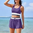 thumbnail image 4 of Womens Bikini Swimsuits 2 Piece Color Block Crop Tank Tops Boyshorts Bottom Athletic Full Coverage Bathing Suit, 2XL, 4 of 7