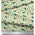 thumbnail image 3 of Soimoi Green Japan Crepe Satin Fabric Omelette Food Print Fabric by Yard 42 Inch Wide, 3 of 3