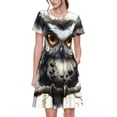 thumbnail image 1 of Balery Whimsical Owl On Branch Vestidos sueltos de manga corta para mujer, vestidos de verano 2025, vestidos casuales de corte A con vuelo., 1 of 6