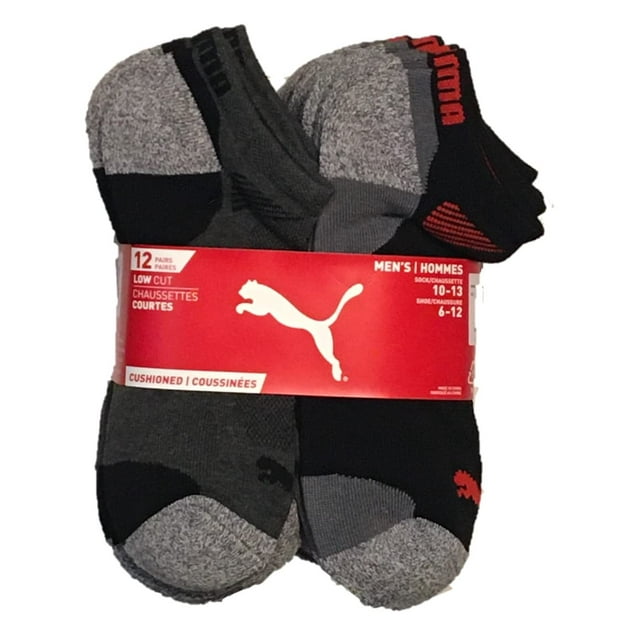 PUMA Chaussettes Sport pour Hommes Invisibles à Coupe Basse avec Contrôle de l'Humidité (Pointure 7-11) - Noir - Lot de 12