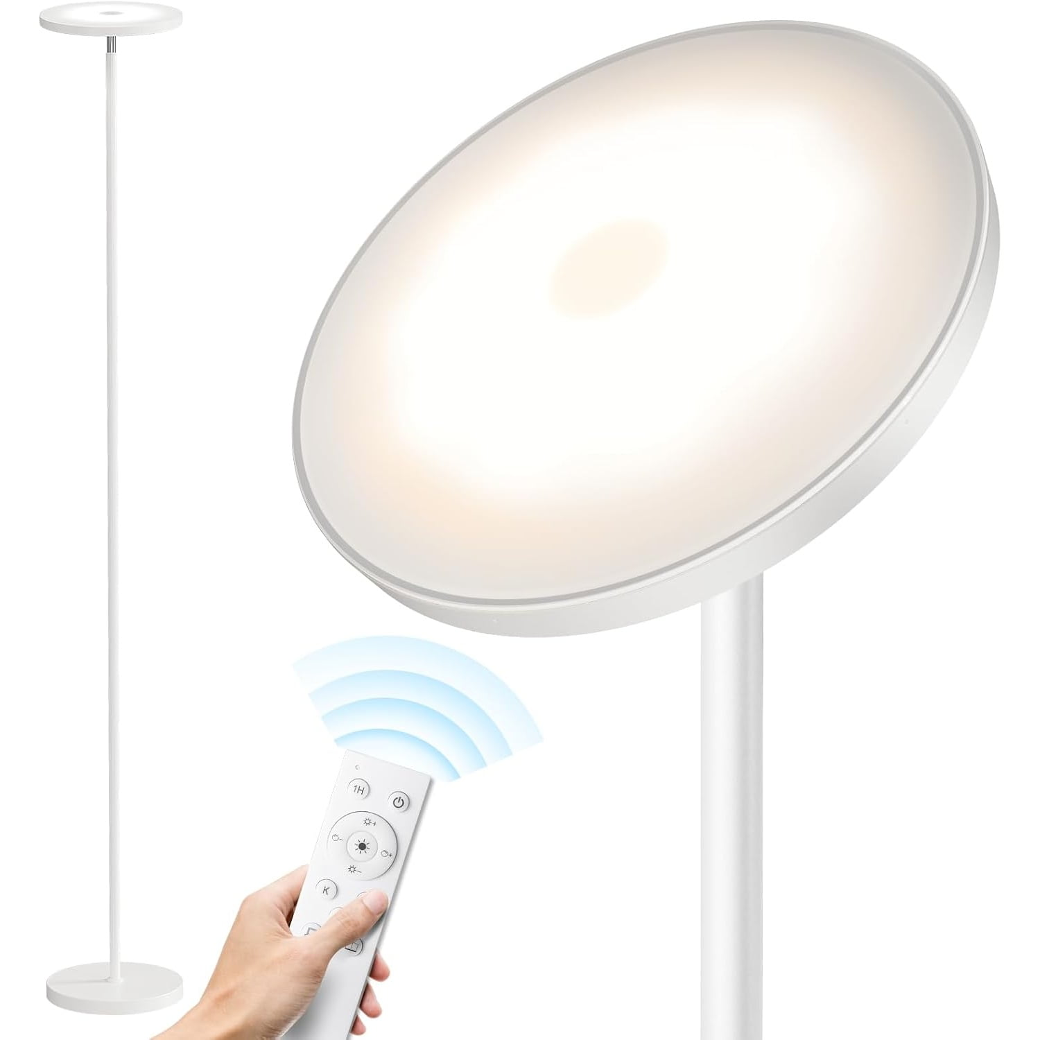 Floor Lamps for Living Room, 32W/3000LM Super Bright LED Floor Lamp with Remote Control, 69" Tall Standing Lamp with Stepless Dimmable, Modern Corner Lamp for Bedroom, Office White
