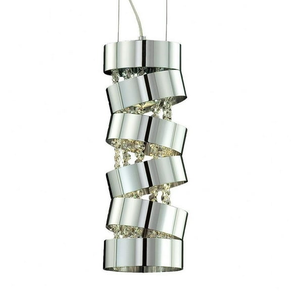 Transitional 1-Light Pendant with Chrome/Clear Metal/Crystal-16.5 inches-Pendants Bailey Street Home 79-Bel-981355