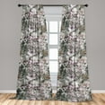 thumbnail image 2 of Botanical Window Curtains, Pastel Colors Nature Design Exotic Flowers Blooming Design Artwork, Lightweight Decor 2-Panel Set with Rod Pocket, Pair of - 28"x84", Laurel Green Grey Pink, by Ambesonne, 2 of 3