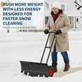 thumbnail image 6 of 30" Metal Snow Shovel Pusher with Wheels, Large Snow Pusher for Driveway with Adjustable Angle & Height Handle, Ergonomic Double Rod Snow Removal Tool, 30" W x 18" H Heavy Duty Design, 6 of 8