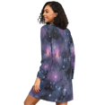 thumbnail image 2 of FORMRS Womens Long Sleeve Nightgowns Crew Neck Sleep Shirt Soft Pajamas Sizes S-3XL, Purple Sky Pattern, 2 of 8