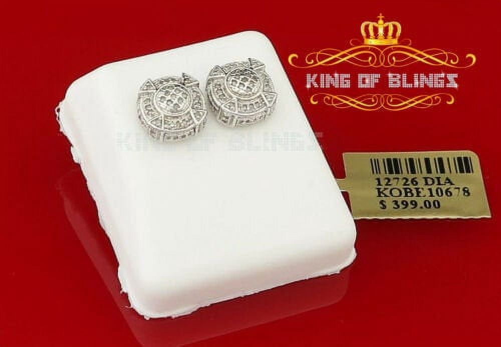 King of Bling's 925 Sterling White Silver 0.25ct Diamond For Women's/ Men's Circle Stud Earrings